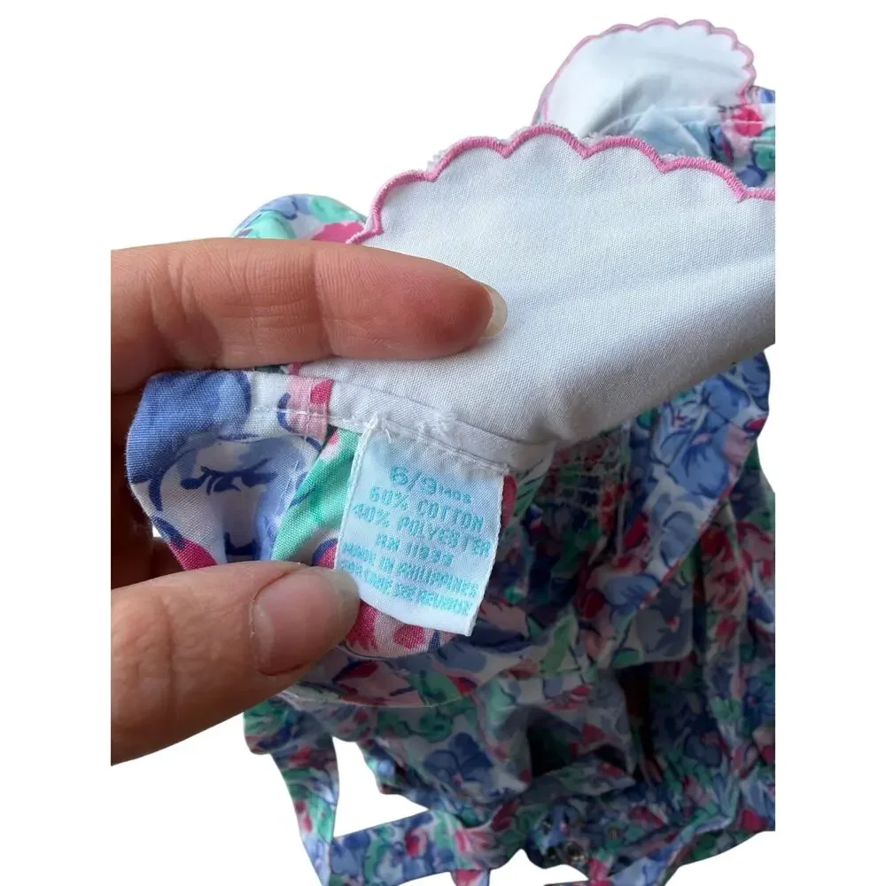 Allison Ann Vintage Smocked Floral Bubble Romper 6M 90s baby